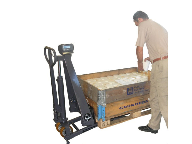 Transpalette haute levée manuel peseur en acier peint - OA HL-379S/Q - Capacité 1000 kg, précision 0,1 %, graduation 0,5 kg_1