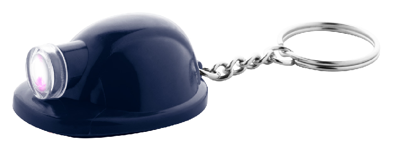 Porte-clés en plastique - Forme casque de sécurité avec lampe LED et pile bouton incluse_1