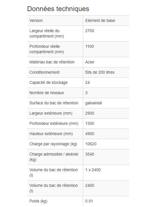 241199W - Rayonnage combi 4 S24-L avec bac de rétention galvanisé pour stockage de liquides inflammables et polluants_1