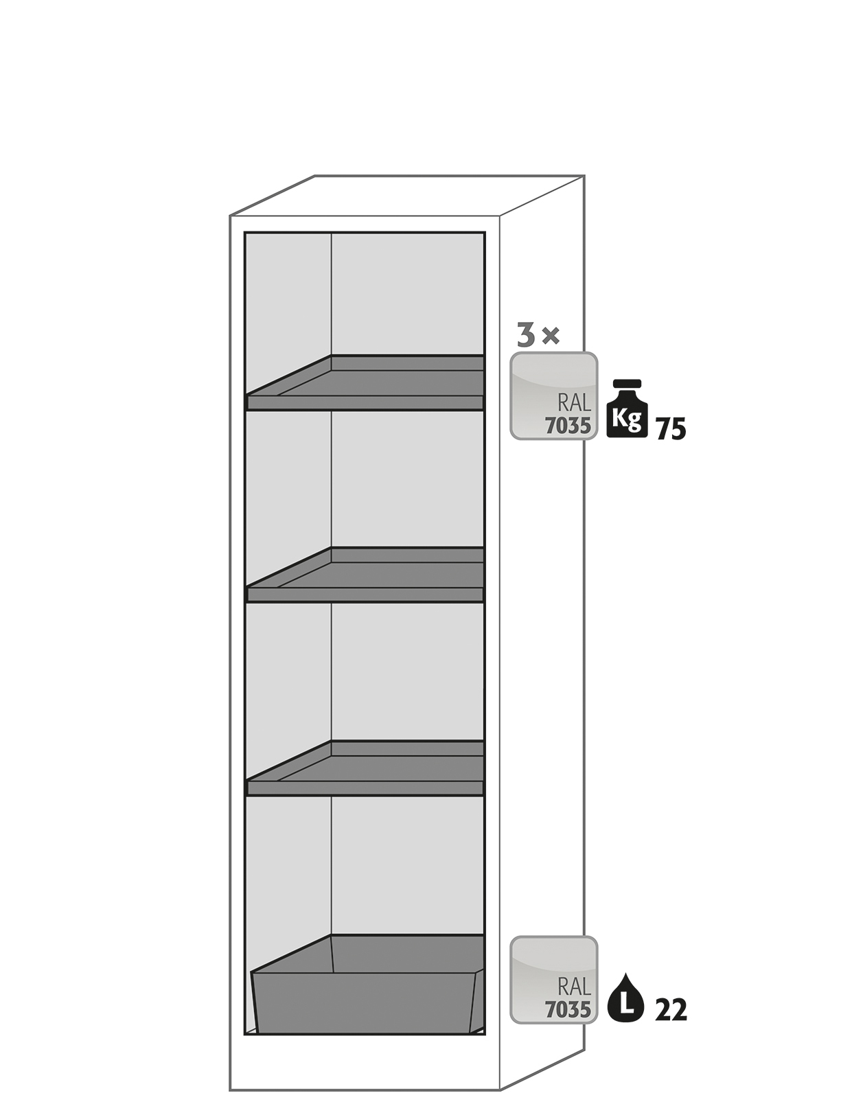 Armoire de sécurité Q-PEGASUS-90 - Modèle Q90.195.060.WDAC - Réf 30074-048-33603 - Type 90 - Certifiée NF EN 14470-1_1