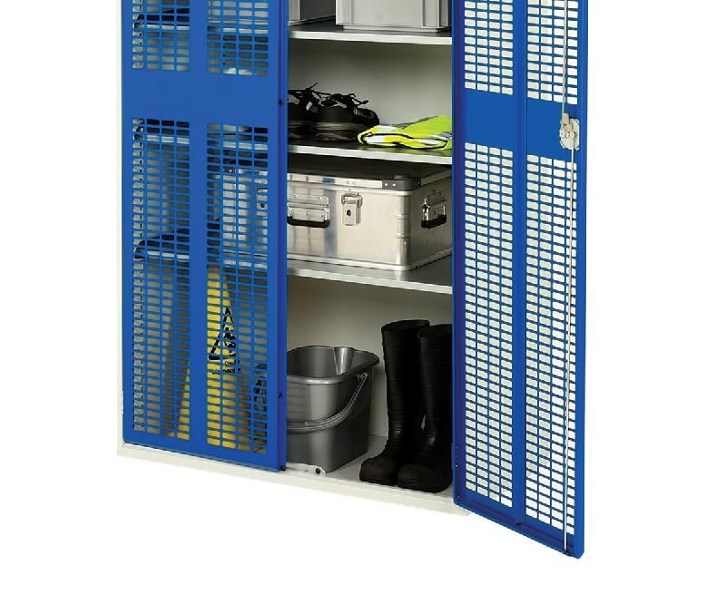 Armoire d'atelier Verso à portes ventilées - acier robuste - 2 tablettes réglables 1300x550x800 mm_1
