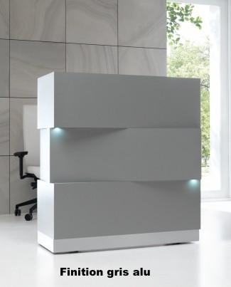 Borne d'accueil lumineuse Zen - MDD - gris satin, Avec tiroir_2