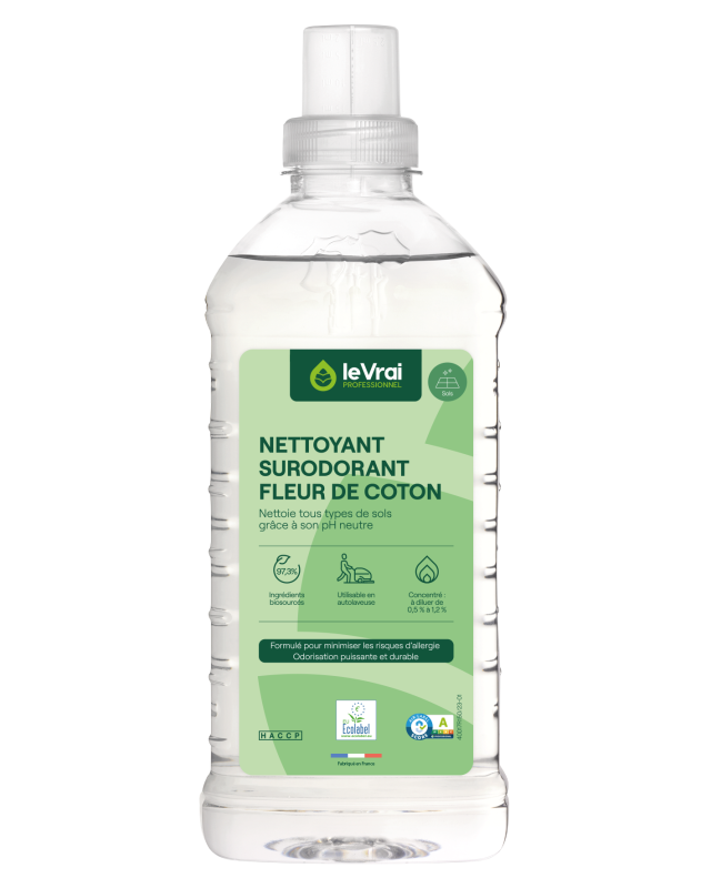 Lvp nettoyant surodorant concentre parfum ph pur: 9-10 parfum fleur de coton (5801) flacon de 1l_1