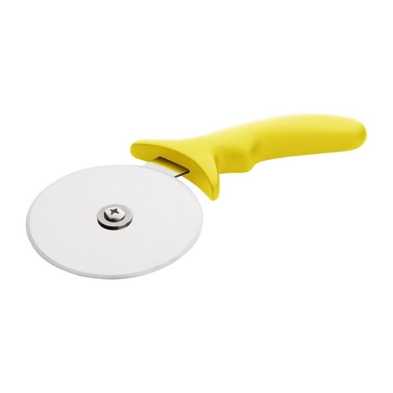 Roulette à pizza professionnelle - Jaune HACCP - 102 mm | Hygiplas_1