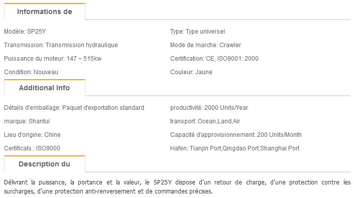 SP25Y - Pipelayer et poseur de canalisation Shantui - 22 tonnes - avec protection anti-renversement et commandes précises_1