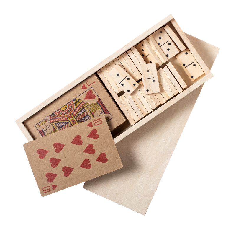 Set de jeux en bois - Dominos et jeu de 52 cartes - Couleur naturelle - 135g_1