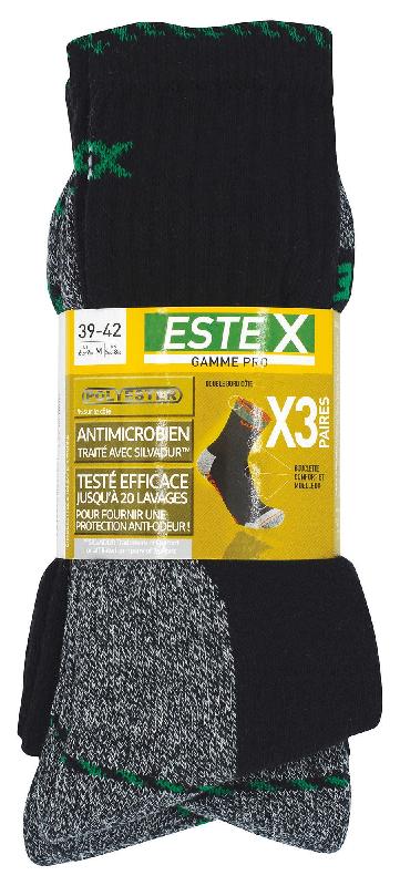 Lot de 3 paires de chaussettes de travail SAFETY WORK - Traitement antibactérien - Réf: ES6106_1