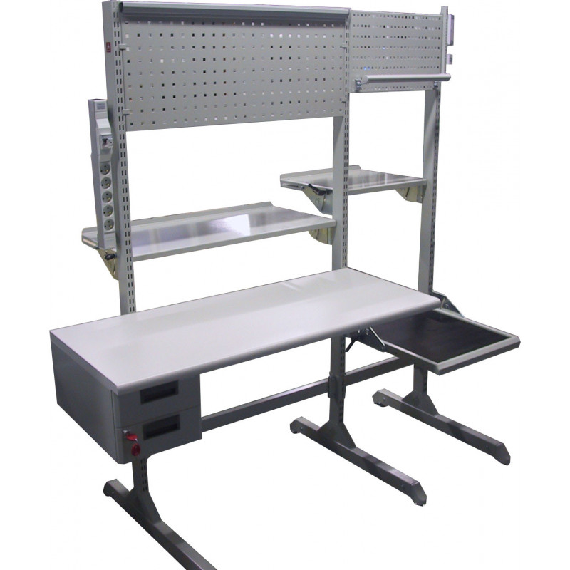 Poste de travail ergonomique réglable en hauteur par crantage - Hauteur 1500 ou 1800 mm - Largeur jusqu'à 2000 mm_1