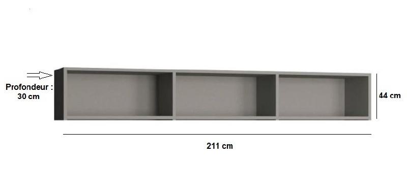 Surmeuble pour lit escamotable VERTIGO 160 x 200 cm - Gris mat - 3 niches fixes_1