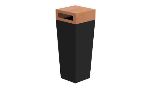 Corbeille en béton James avec cendrier Bond - Blanc / Gris / Ocre / Finition petra 1 - 40,7 x 40,7 x 105 cm - 48 kg_1