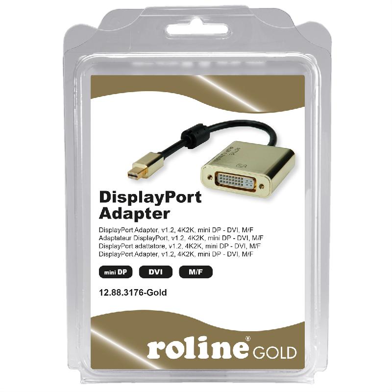 Roline gold 4k adaptateur mini displayport-dvi, minidp m - dvi f, retail blister_1
