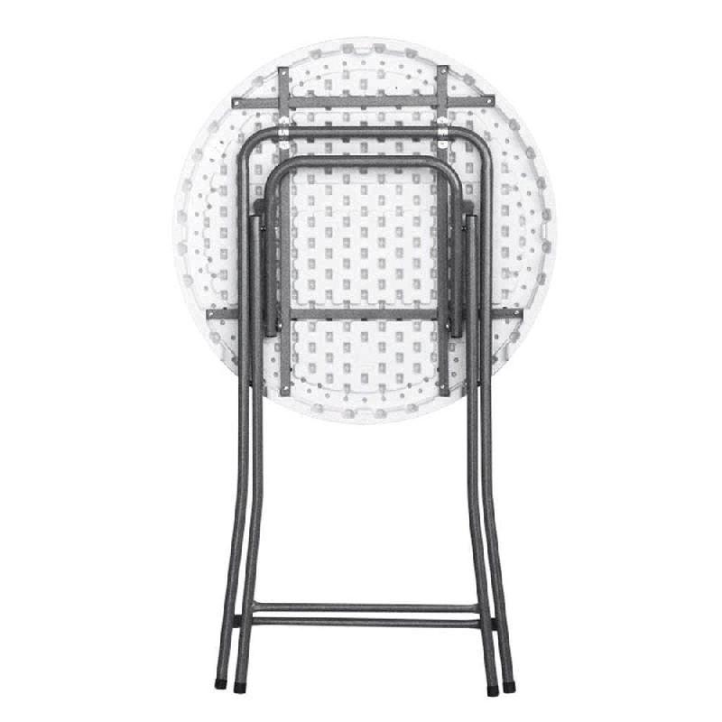 Table cocktail pliante de réception Hdpe ronde Nimes Ø80x110cm - blanche_1