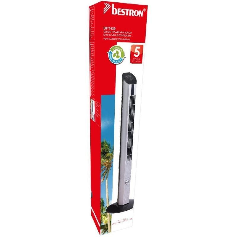 Ventilateur colonne argent/noir 50 Watts - H107cm - Silencieux - 3 niveaux de puissance - Garantie 5 ans_1