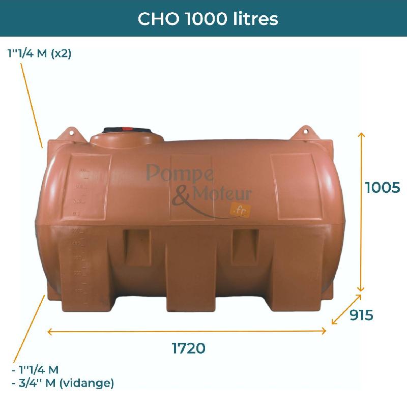 Cuve 1000l Aérienne De Récupération D'eau - Réservoir Horizontal Terracotta - Elbi Cho1000_1