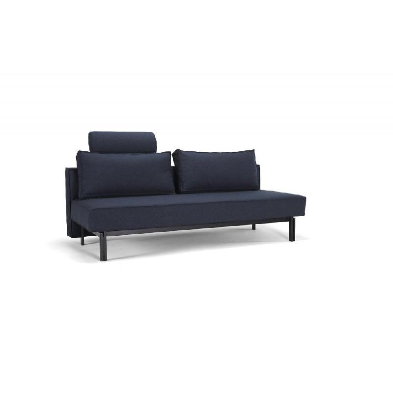Canapé design convertible SLY Innovation Living - lit 140x200 cm, pieds métal noir, tissu Mixed Dance Blue_1