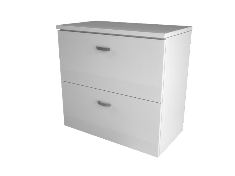 Armoire basse unie pour dossiers suspendus - H82,5 cm - Bois mélaminé - 2 châssis télescopiques_1