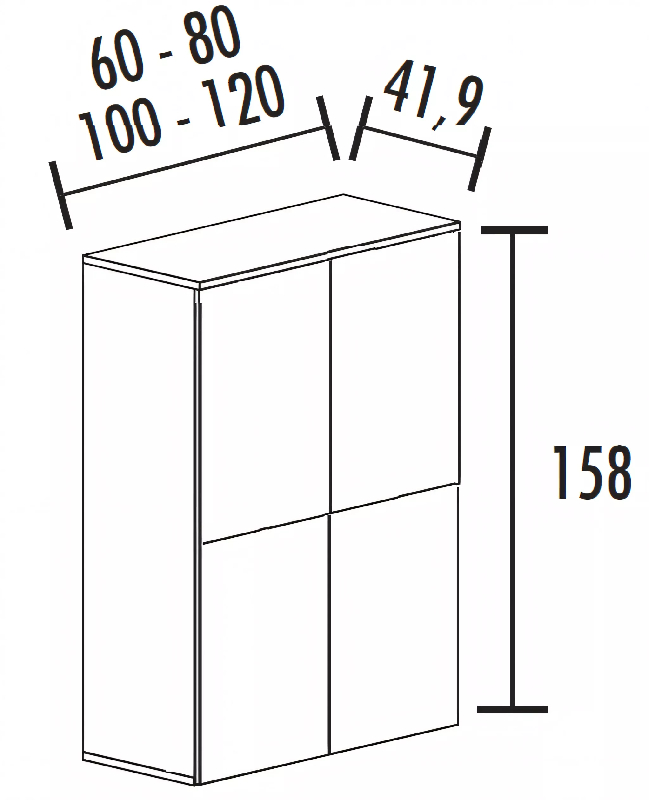 Armoire de rangement 4 portes fermeture à poussoir hauteur 158 cm (4 largeurs au choix) So Madrid_1