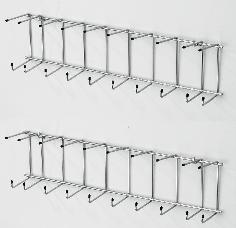 Lot de 2 râteliers universels MOTTEZ - Acier, gris, à visser - H.13 x L.57 x P.10 cm_1