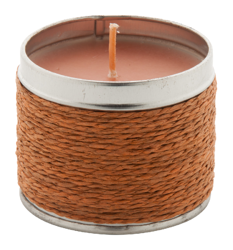 Bougie senteur vanille - parfumée - boîte en étain avec ficelle - couleur marron - 106 gr_1