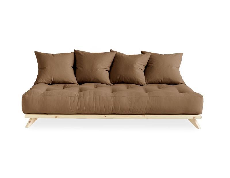 Canapé convertible futon Senza en pin naturel - Coloris mocca - Couchage 90 x 200 cm - Design minimaliste Karup_1