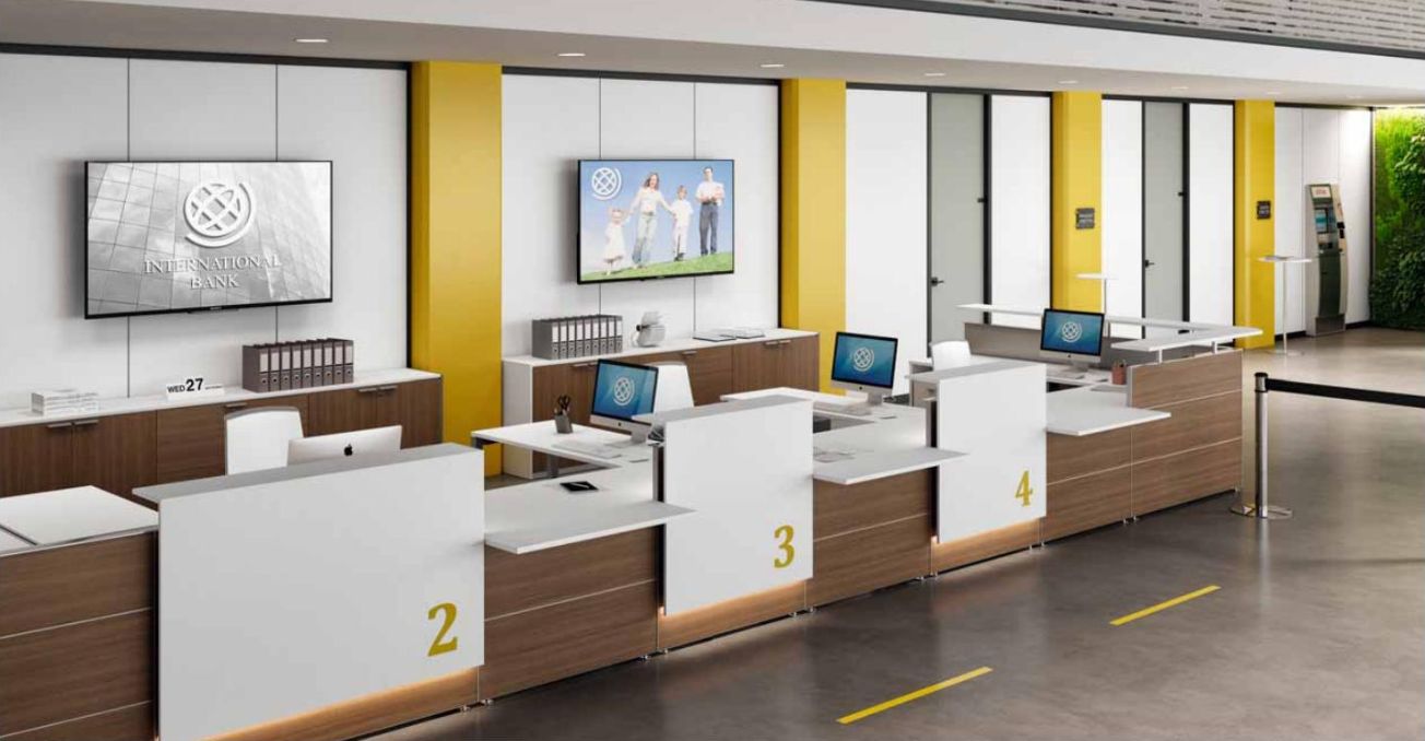 Banques d'accueil Réception - éléments courbes et linéaires pour configurations haut de gamme_1