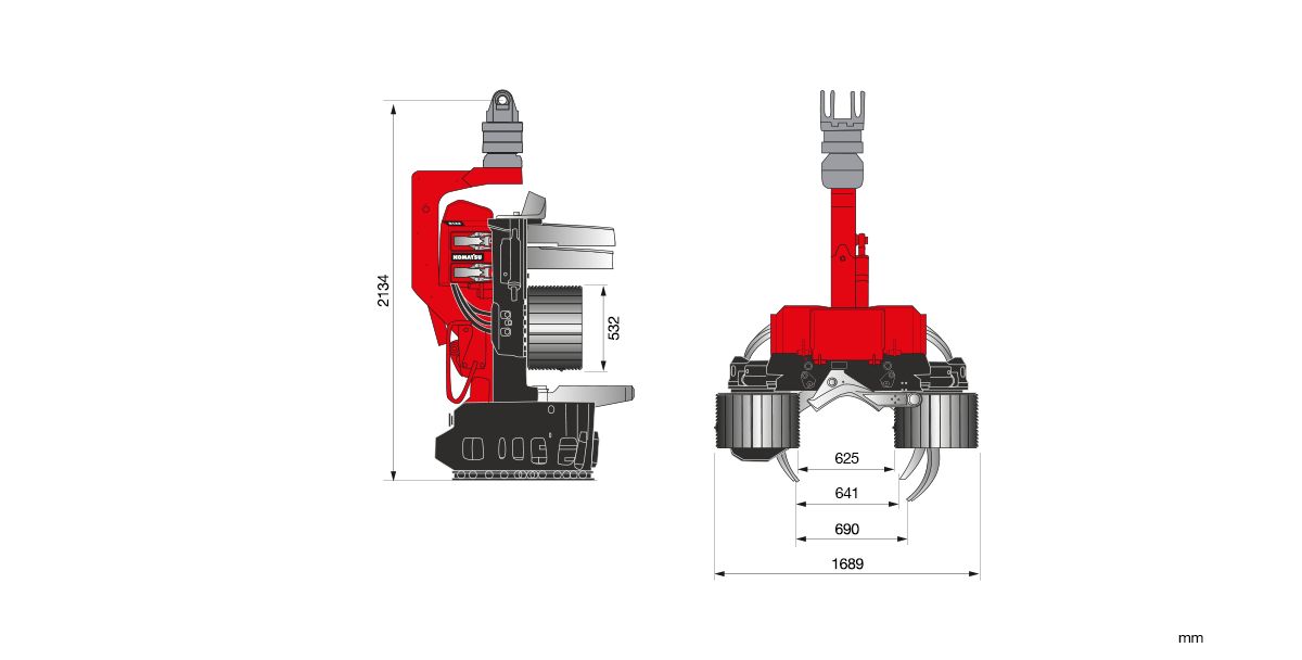 S132 - Tête d'abattage Komatsu - Largeur max. 1689 mm, force de traction élevée et ébranchage efficace_1