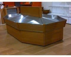 Île de fruits - rayonnage imitation bois lamellé - acier inoxydable - dimensions personnalisables_1