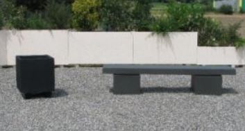 Banquette sans dossier basse et massive en béton armé - Merisier - Livrée en kit avec colle et notice de montage - Autostable_1