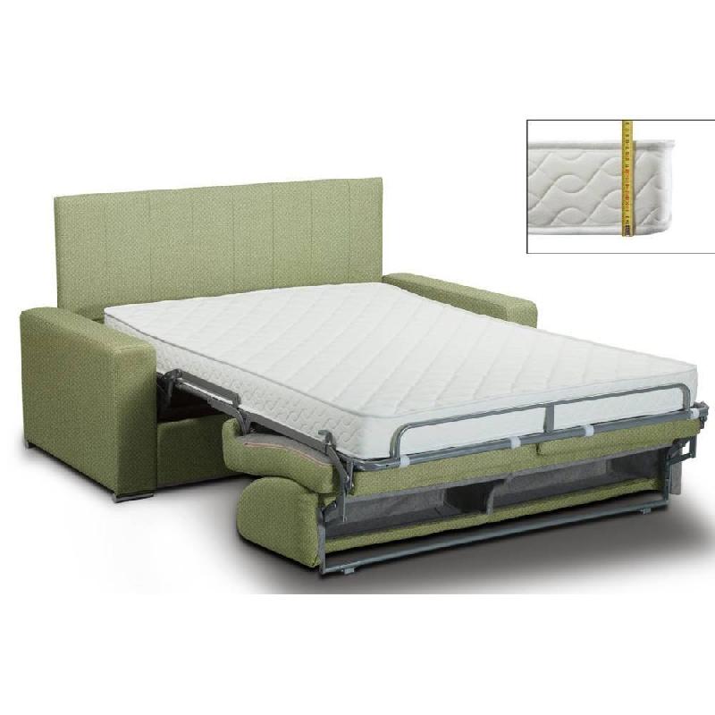 Canapé-lit 4 places OPERA - ouverture express - matelas 16 cm - velours vert - tête de lit intégrée - Renatonisi_1