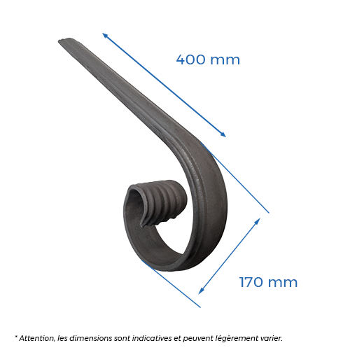 Fin de main courante 50 x 14mm - H.170 x 400mm_1