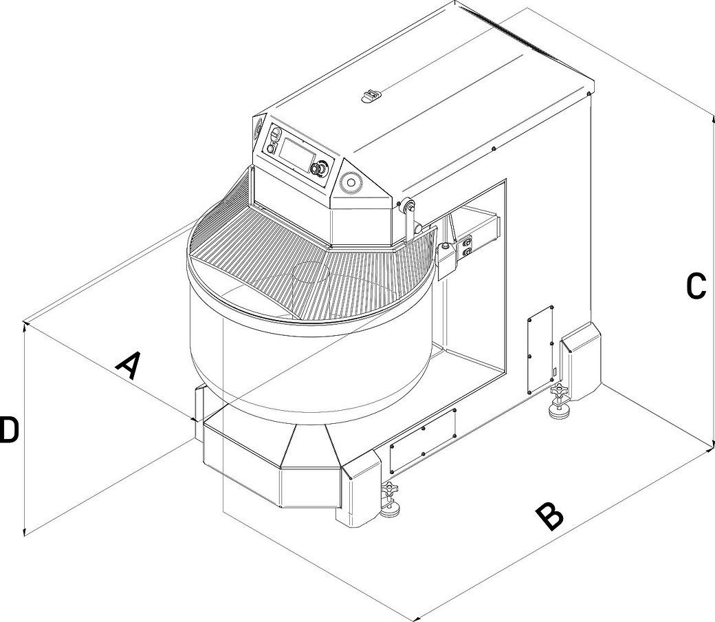 Pétrin professionnel Perxfe - Caplain - 882-888 kg - programmable avec cuve inox et variateur de vitesse_1