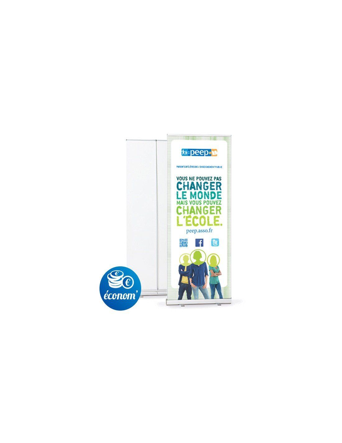 Roll up économique - Kakémono PLV enrouleur aluminium léger - Bâche éco PVC 220 microns - Plusieurs dimensions_1