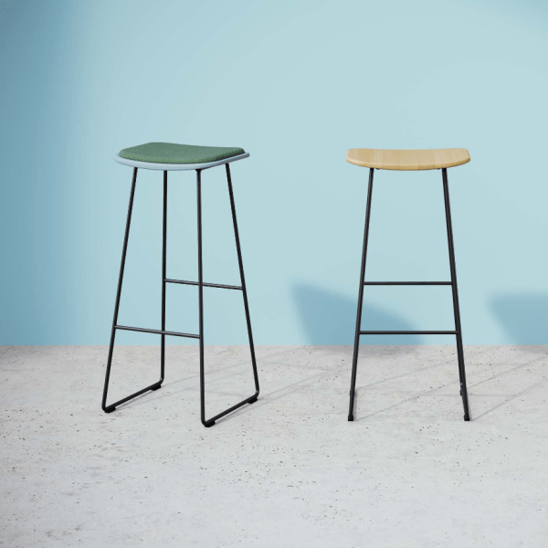 Tabouret de bureau - T 06 - Contract Columbia - Fil d'acier noir - 2 hauteurs 45 cm ou 75 cm_1