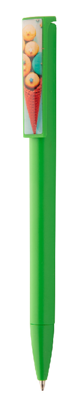 Stylo à bille en plastique - mouvement spécial du clip - couleur vert - encre bleue_1