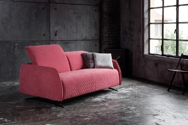 Canapé convertible Phebus 140x195 - tissu Maracaibo vieux rose piqué - design chic italien_1