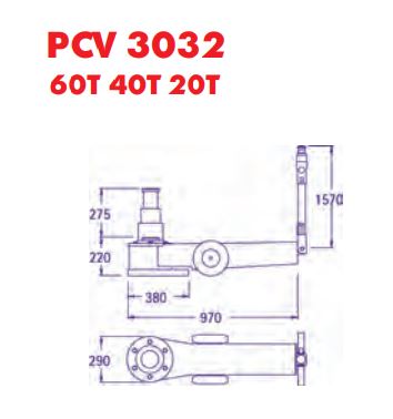 Cric hydropneumatique classique, 3 pistons 60t/40t/20t - pasquin - pcv 3032_1