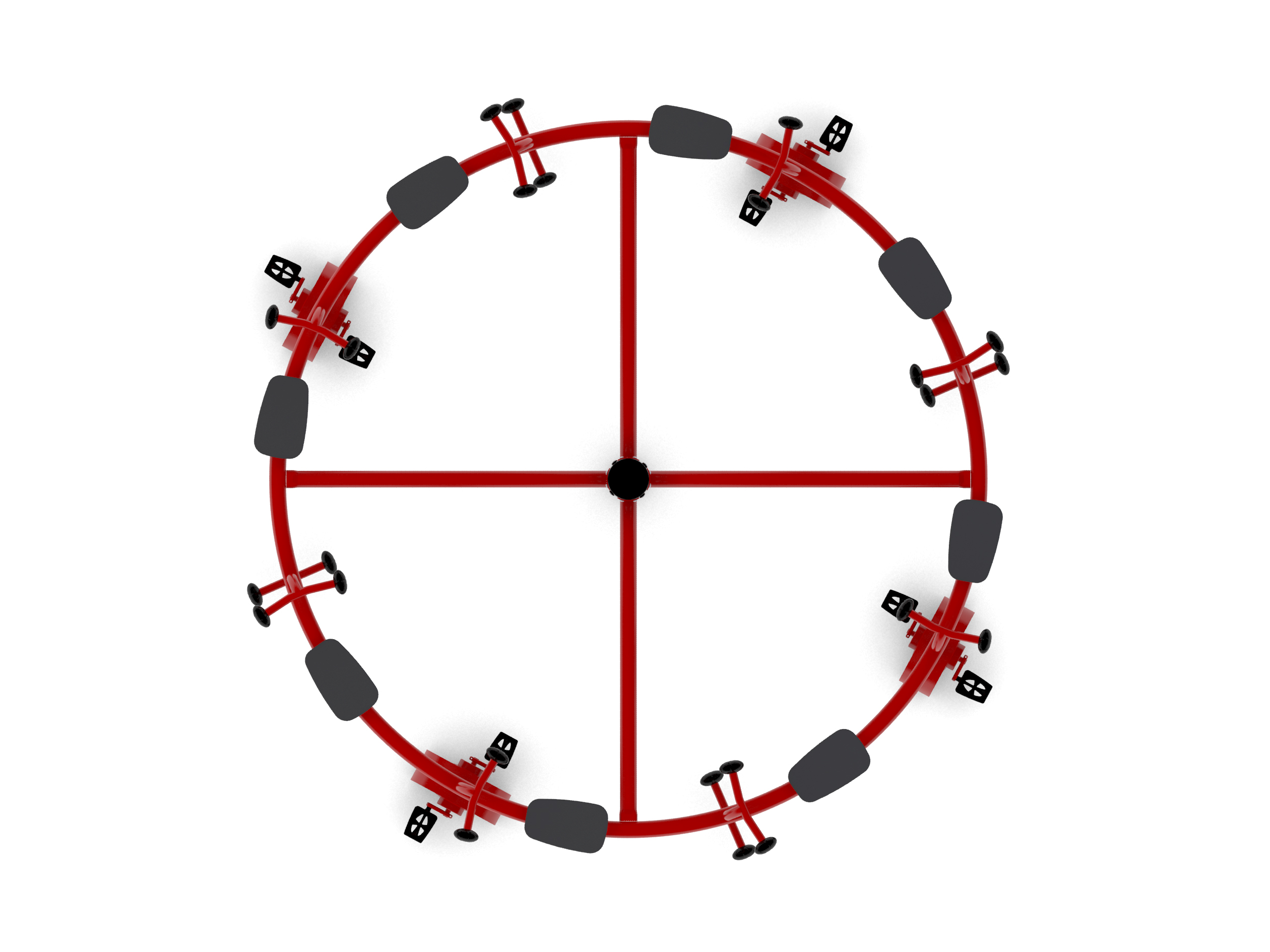 Manège à pédales pour 8 personnes - Rouge - Fondation à enterrer - réf 8057315 - HAGS_1