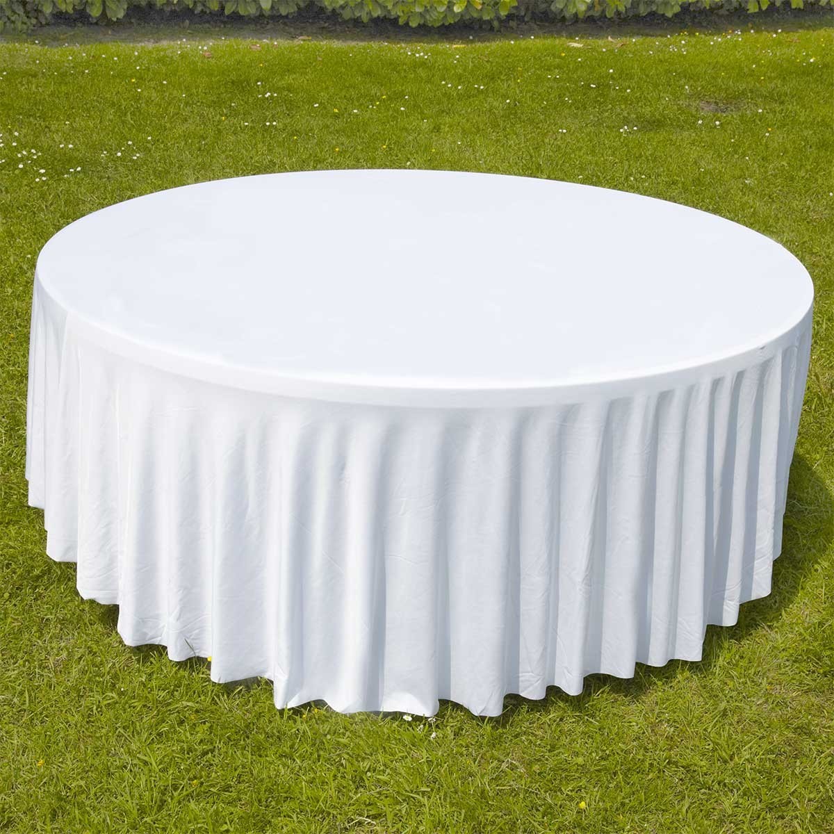 Nappe housse élastique pour table ronde 150cm blanche_1