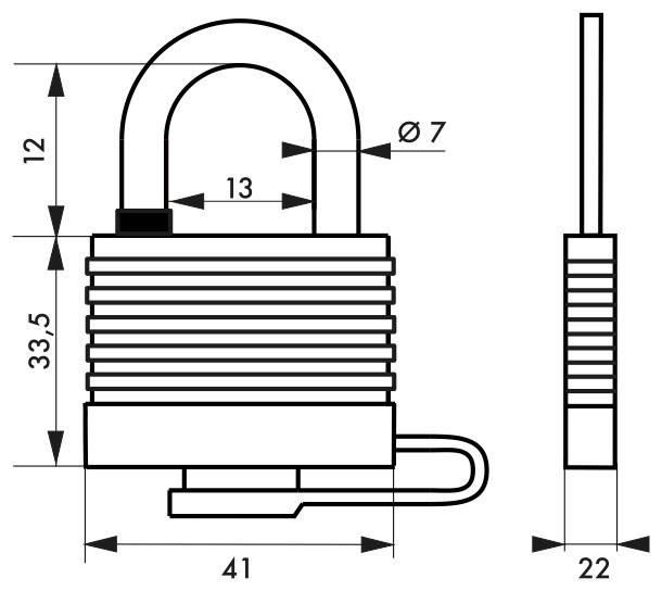 Cadenas à clé Sea Line 35 mm rouge - corps laiton gainé PVC - anse inox - double verrouillage par billes inox_1