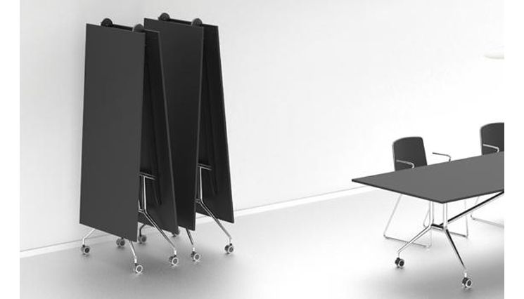 Table de réunion Flexy - escamotable système portefeuille - structure acier laqué - plateau mélaminé 25 mm_1