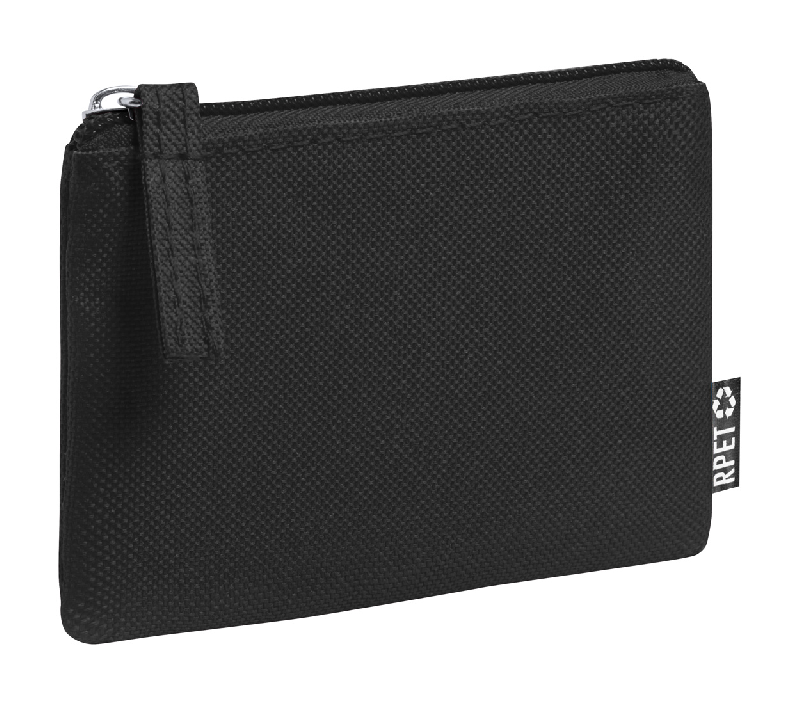 Porte-monnaie zippé en polyester 600D RPET - Labélisé RPET - Couleur noire - Poids 13g_1