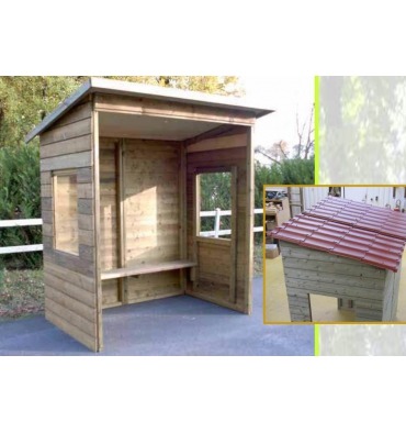 Abri bus en bois - structure avec bardage en clin plat - banquette intégrée - dimensions 200 x 120 cm_1