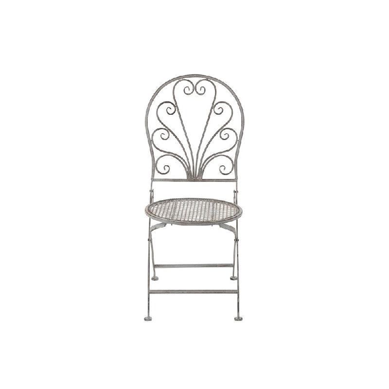 Chaise jardin pliable Ravi en métal gris - Fer forgé - Style provincial - L42 x H93 x P52 cm_1