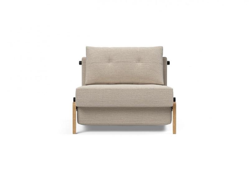 INNOVATION LIVING  FAUTEUIL DESIGN SOFABED CUBED 02 WOOD BLIDA SAND GREY CONVERTIBLE LIT 200*90 CM_1