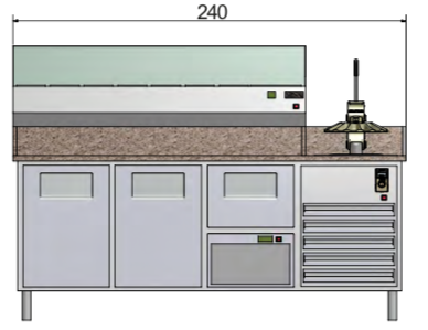 Morello forni - meuble réfrigéré 2 portes et 5 tiroirs avec pizzarella intégrée_1