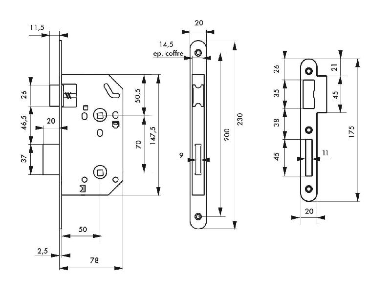 Serrure encastrable pour porte d'intérieur Monomax NF - Têtère acier laiton - Garantie 10 ans_1