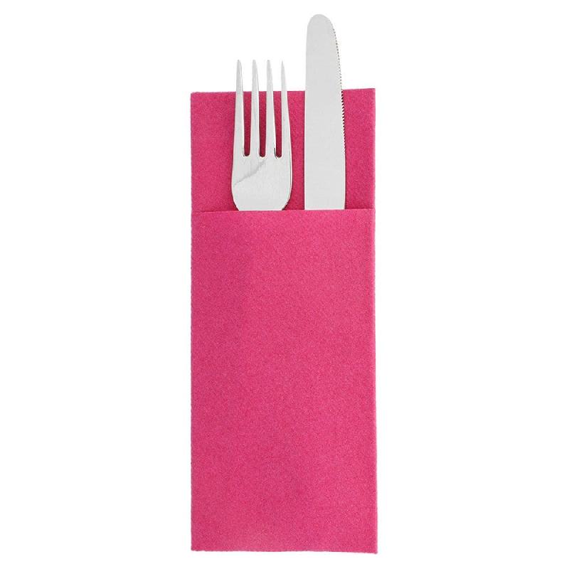 Serviette-étui pour couverts intissé fuchsia 33x40cm - par 700_1