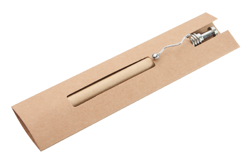 Stylo à bille argenté - encre bleue - avec étui en carton recyclé_1