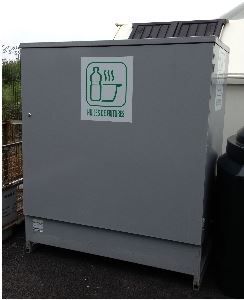 Abri en acier pour stockage de fûts - Rétention 320L - Dimensions 1450x910x1710 mm - Porte battante avec serrure_1