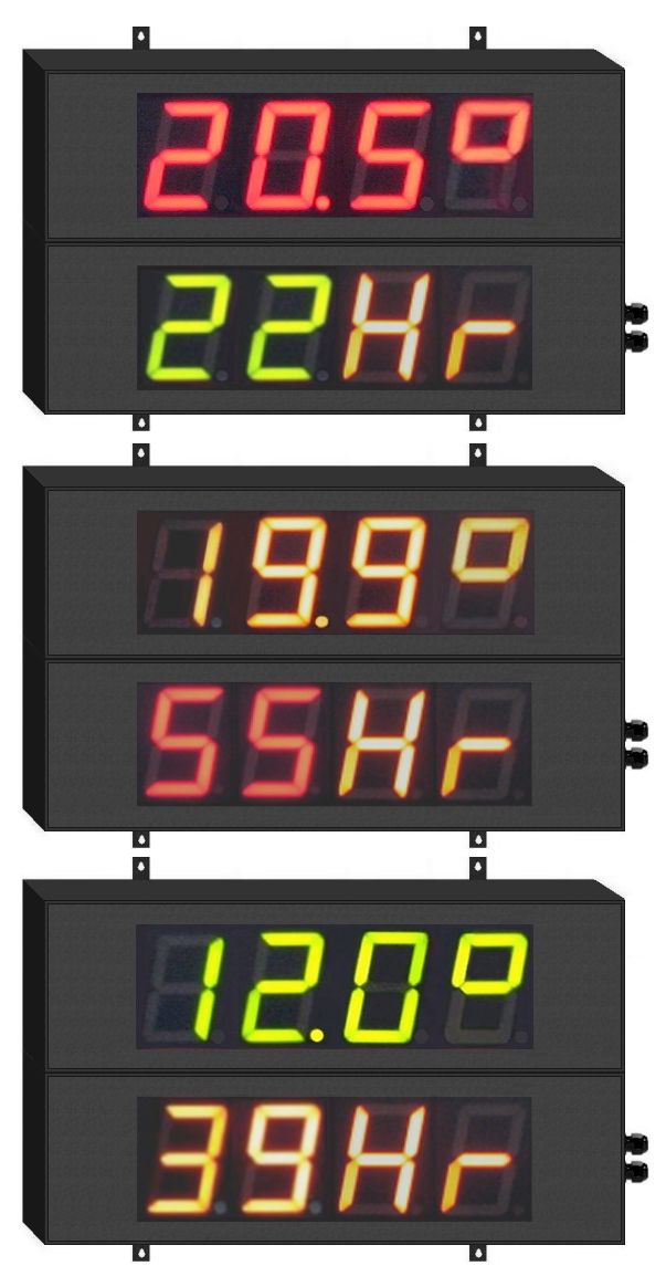 Afficheur de température et humidité - chiffres de 10 cm - luminosité intérieure - LED tri-couleurs - IP55_1